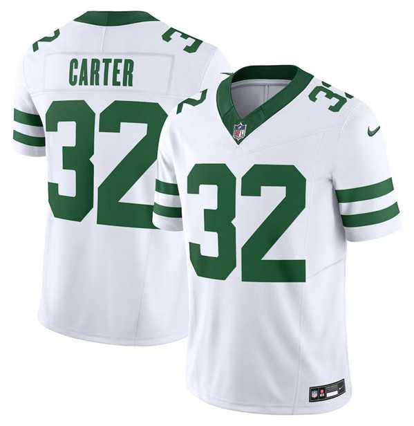 Mens New York Jets #32 Michael Carter White 2023 F.U.S.E. Vapor Limited Throwback Stitched Football Jersey Dzhi